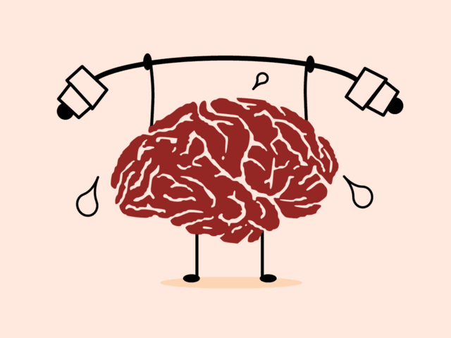 Un cerebro levantando unas pesas
