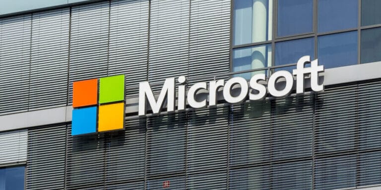 Logo en la sede de Microsoft