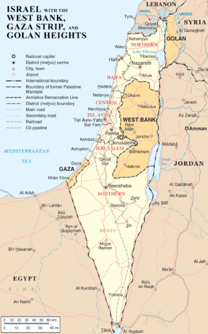 Mapa de Palestina, Franja de Gaza e Israel