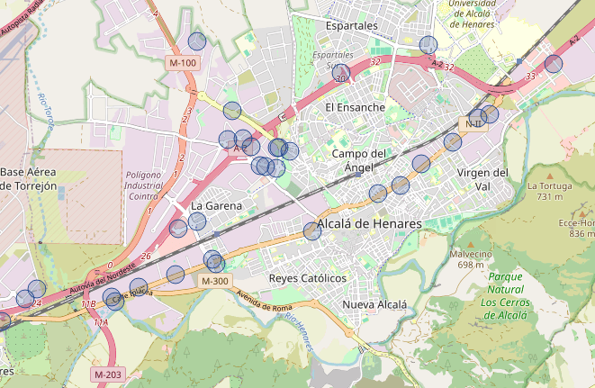 Mapa de gasolineras en Alcalá de Henares