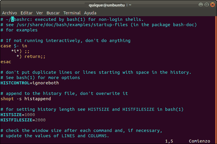 Configuración del bashrc